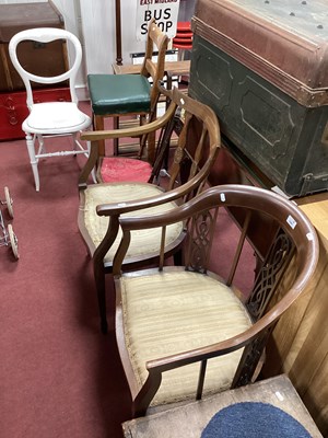 Lot 1591 - Two Edwardian Mahogany Elbow Chairs, a clerk's...