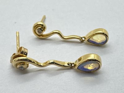 Lot 73 - A Pair of 14ct Gold Diamond and Stone Set Drop...