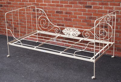 Lot 1152 - Cream Painted Cast Iron Single Bed, with...