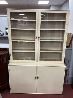Lot 1582 - White Painted Kitchen Cabinet, top with glazed...