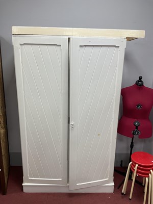 Lot 1587 - XIX Century Painted Wardrobe, with panelled...