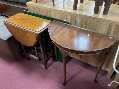 Lot 1594 - 1930s Oak Barley Twist Drop Leaf Table, walnut...