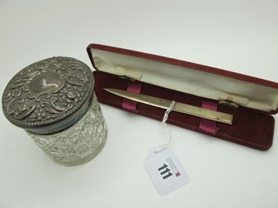 Lot 111 - A Hallmarked Silver Letter Opener, WM,...