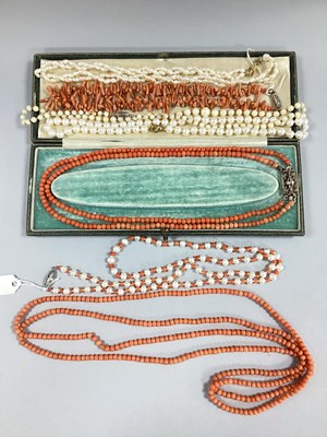 Lot 271 - A Coral Coloured Twig Style Necklace, a...