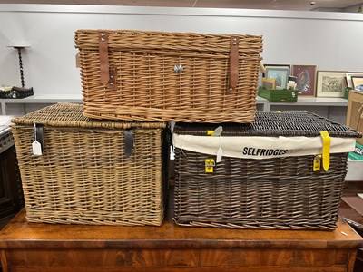 Lot 1577 - Selfridges Wicker Hamper Box, 61cm wide, two...