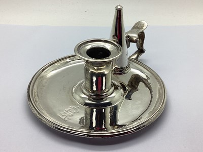 Lot 10 - A Georgian Hallmarked Silver Chamber Stick, RC...