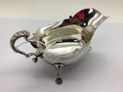 Lot 12 - A Hallmarked Silver Sauce Boat, James R Ogden...