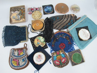 Lot 1460 - Beadwork Evening Bags, one with brass clasp,...