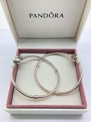 Lot 158 - Pandora; Moments Heart Clasp Snake Link...