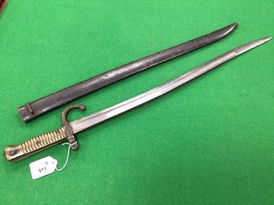Lot 511 - French Model 1866 Chassepot Bayonet and...
