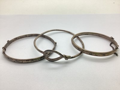 Lot 161 - A Vintage Hallmarked Silver Hinged Bangle,...