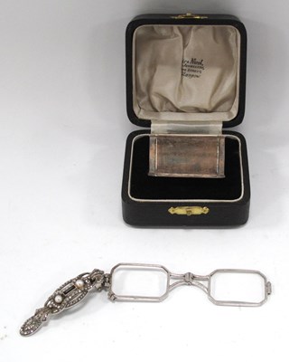 Lot 1340 - Art Deco Diamante Folding Lorgnette, silver...