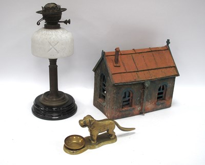 Lot 1464 - Early XX Century Oil Lamp with Motled Glass...