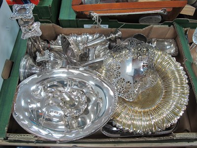 Lot 1116 - Silver Plated Candlesticks (4), basket, leaf...