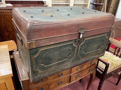 Lot 1608 - Tin Trunk 75.5cm wide.