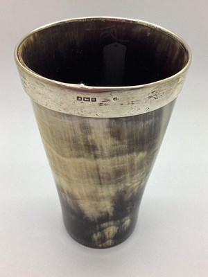 Lot 11 - A Hallmarked Silver Mounted Horn Beaker,...
