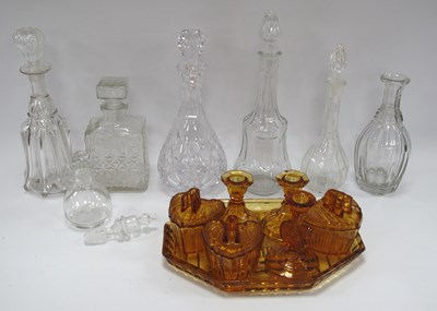 Lot 1259 - Amber Glass Trinket Set, decanters.