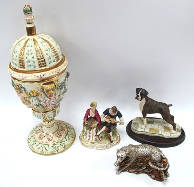 Lot 1176 - Capodimonte Lidded Urn 39cm tall, Continental...