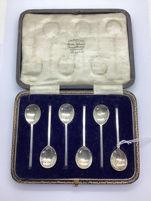 Lot 28 - A Set of Six Small Hallmarked Silver Coffee...