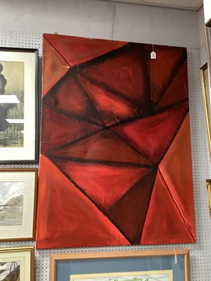 Lot 1507 - Modern Art, Abstract in tones of red, oil on...