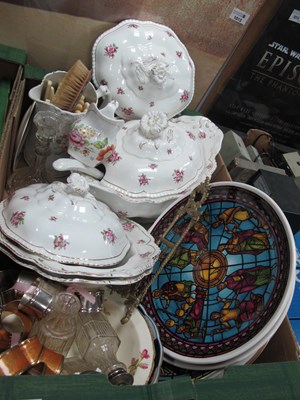Lot 1010 - Three Maddocks Tureens, water jug, brass photo...