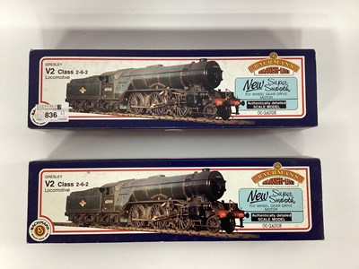 Lot 836 - Two boxed Bachmann 00 gauge "V2" class 2-6-2...