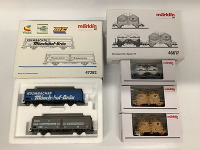 Lot 875 - Two boxed Marklin HO scale German wagon sets:...