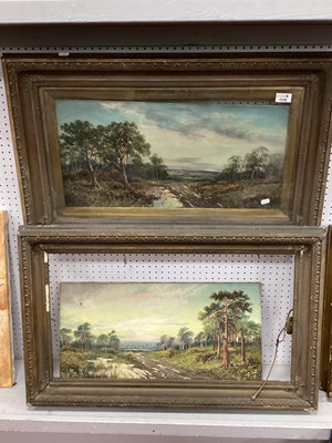 Lot 1528 - F. Walters, country track with distant village,...