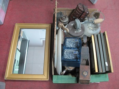 Lot 1146 - Butter Churn, butter pats, prints, oil lamp, a...