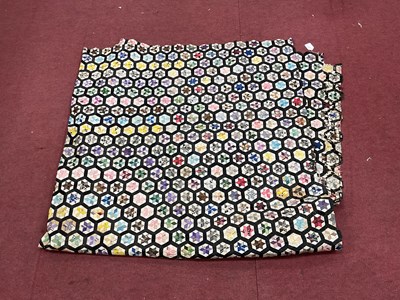 Lot 1636 - Large Patchwork Quilt Panel, externally worked...