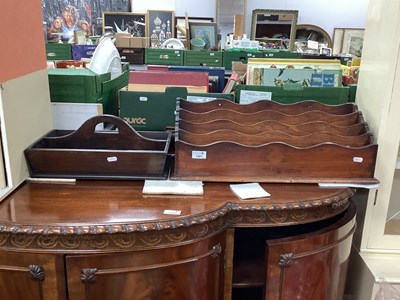 Lot 1581 - Hardwood Cutlery Box, stationary rack with...