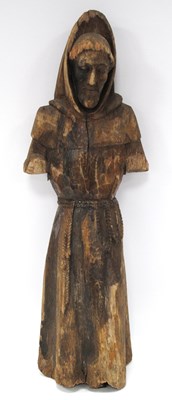 Lot 1350 - Carved Hardwood Religious Figure in Habit 54cm...