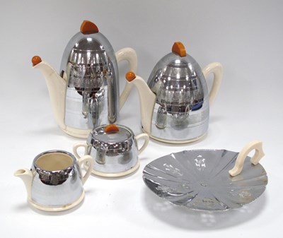 Lot 1257 - A 1930s Art Deco Chrome and Cream Pottery Stay...