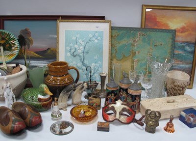 Lot 1488 - Jardiniere, steins, glassware, etc:- One Box...
