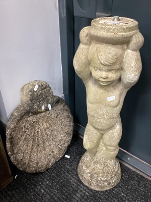 Lot 1571 - Composite Stone Garden Bird Bath with a cherub...