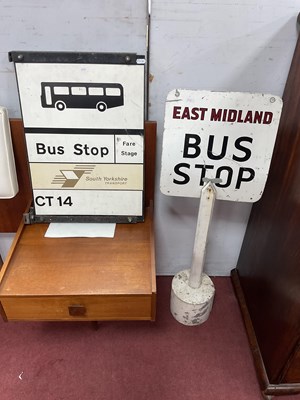 Lot 1584 - East Midlands Bus Stop Sign, 96cm, together...