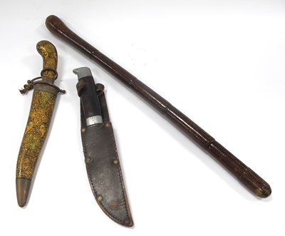 Lot 457 - Vintage Leather Covered Weighted Cosh, hunting...