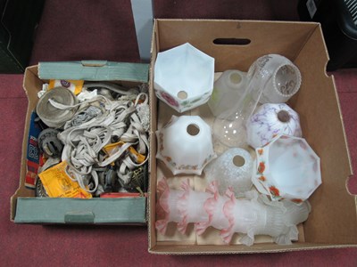 Lot 1091 - Thirteen Glass Light Shades, including early...