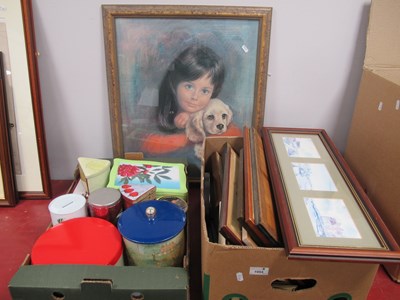 Lot 1054 - A Quantity of Tins, embroidered pictures,...