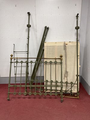 Lot 1612 - A XIX Century Painted Cast Iron and Brass Bed,...