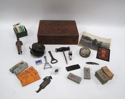 Lot 1426 - Mahogany and Brass Fishing Reel, bus tickets,...