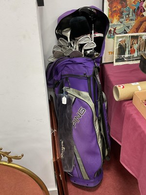 Lot 1398 - Golf Clubs: A Ping golf bag containing...