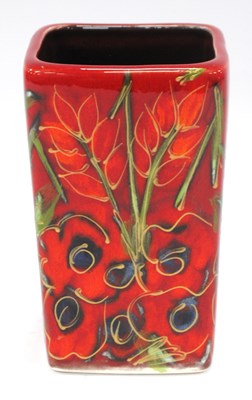 Lot 1270 - Anita Harris Square 'Poppy' Vase, gold signed,...