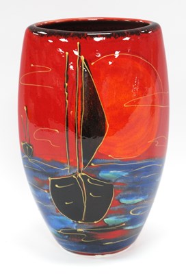 Lot 1236 - Anita Harris 'Eventide' Oval Vase, gold signed,...