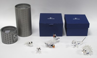 Lot 1213 - Pair of Swarovski Crystal Puffins Perched on...