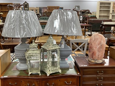 Lot 1642 - A Large Heavy Himalayan Salt Lamp, two other...