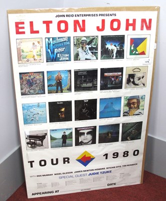 Lot 1378 - Elton John 1980 Tour Poster, featuring 18...