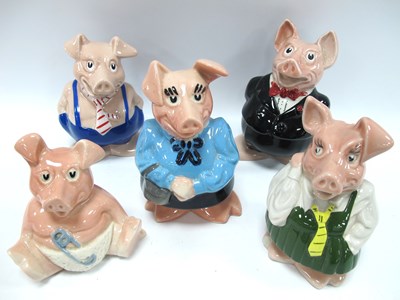 Lot 1199 - A Set of Five Wade Nat West Pottery Pig Money...