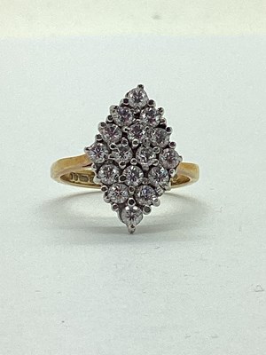 Lot 27 - A 9ct Gold Stone Set Cluster Ring, of kite...