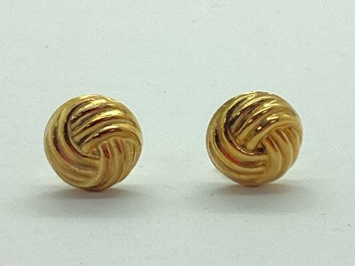 Lot 79 - A Pair of 9ct Gold Clip-On Knotted Earrings,...